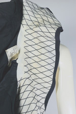 Navy blue off-white Lilli Ann 1950s suit jacket big collar embroidery size medium 38 bust 31 waist