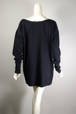 Norma Kamali 1980s sweatshirt tunic mini dress off-the-shoulder black cotton fleece size S