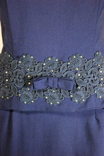 navy blue vintage cocktail dress early 1960s sheath style size M 38 bust 29 inch waist