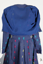 50s 60s sundress and cropped jacket set navy blue eyelash fabric XS S tall size XS-S 27 inch waist