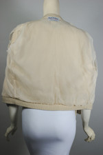 vintage beaded sweater cream tan cashmere cardigan copper glass beads M 40 inch chest