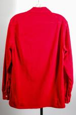 vintage 1950s mens shirt casual loop collar red corduroy cotton S M 36 37 inch chest