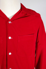 vintage 1950s mens shirt casual loop collar red corduroy cotton S M 36 37 inch chest