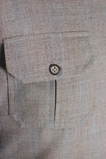 mens S-M tropical weight leisure suit late 1960s 70s khaki tan spy suit short sleeves safari style cotton blend India