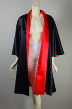 reversible red black silk satin clutch coat formal evening wear 1960s size S M
