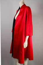 reversible red black silk satin clutch coat formal evening wear 1960s size S M