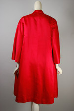 reversible red black silk satin clutch coat formal evening wear 1960s size S M