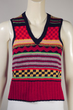 70s does 1930s-style sweater vest striped handknit wool XS Jean Howell Margaret Howell