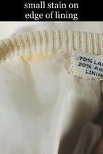 cream white lambswool angora beaded vintage sweater cardigan 1950s 60s size M 38