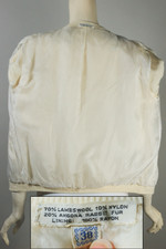 cream white lambswool angora beaded vintage sweater cardigan 1950s 60s size M 38