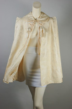 pagoda peaked shoulder 1930s evening cape bridal cream ivory Asian-patterned brocade XS