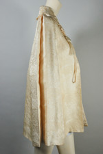 pagoda peaked shoulder 1930s evening cape bridal cream ivory Asian-patterned brocade XS