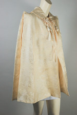 pagoda peaked shoulder 1930s evening cape bridal cream ivory Asian-patterned brocade XS