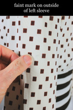 Brown off-white squares jersey knit 70s top cardigan bolero striped ribbed trim XS-S