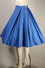 Toni Owen 1950s separates set full circle skirt blouse blue dot cotton rockabilly style true vintage XS 25 waist