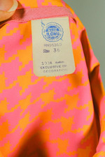 tie-neck blouse 1960s hot pink orange houndstooth mod print top never worn XS S size 36