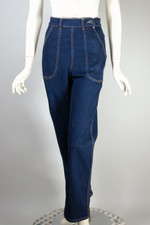 2000s rockabilly repro 1950s style ladies jeans straight leg dark blue denim 28-inch waist S Hell Bunny Weston Trouser