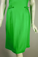 Dayglo bright green jersey knit 1960s sheath dress deadstock size S-M 28 to 31 inch waist