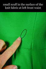 Dayglo bright green jersey knit 1960s sheath dress deadstock size S-M 28 to 31 inch waist