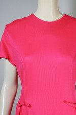 vintage 1960s dress hot pink jersey knit sheath style size M to L up to 41 inch bust 42 inch hips