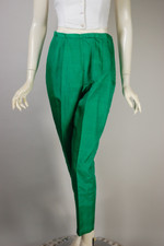 unworn 1960s green silk shantung cigarette pant capri modern size small S 26 inch waist