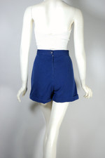Navy blue cotton gabardine 1950s short shorts size XS 25 26 inch waist pin-up rockabilly style