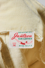 Cream ivory cotton corduroy 1940s Jantzen Sun Clothes shorts size XS 24 25 inch waist