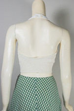 true vintage 1950s halter top rockabilly pin-up style white cotton pique XXS XS 30 32 bust