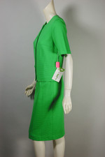 Bright green cotton knit skirt suit 1960s never worn size S-M 38 inch bust 38 inch hips Sears