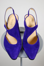 Made in France Charles Jourdan late 80s designer womens shoes purple suede slingback heels 8 8.5 narrow
