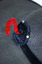Navy blue straw hat wide brimmed 1950s hat garden party wedding guest sunhat