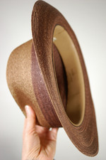 Milan straw mens fedora hat 1950s 60s chestnut brown size 7 1/8 by Adam