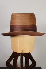 Milan straw mens fedora hat 1950s 60s chestnut brown size 7 1/8 by Adam
