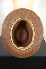 Milan straw mens fedora hat 1950s 60s chestnut brown size 7 1/8 by Adam