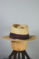 Maya-Quiche K'iche Guatemalan palm leaf fedora hat natural straw 1970s size 7 1/8 S unisex