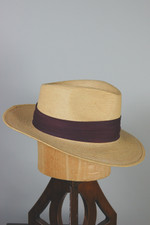 Maya-Quiche K'iche Guatemalan palm leaf fedora hat natural straw 1970s size 7 1/8 S unisex