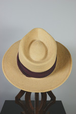 Maya-Quiche K'iche Guatemalan palm leaf fedora hat natural straw 1970s size 7 1/8 S unisex