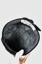 Sally Victor tall bubble crown 1960s pillbox hat black velvet metal studs trim Jackie Kennedy style