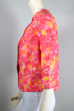 Hot pink floral top 1960s blouse deadstock 32 XS 100-percent cotton