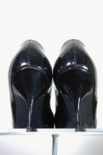 Herbert Levine early 1960s stiletto pumps black patent leather heels size 10B