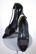 Herbert Levine early 1960s stiletto pumps black patent leather heels size 10B