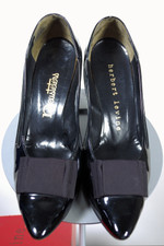 Herbert Levine early 1960s stiletto pumps black patent leather heels size 10B