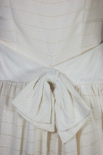 deadstock white 1950s dress full skirt cap sleeve sheer stripes size XS 34 bust 26 waist casual bridal or shower dress