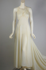 true vintage wedding gown late 1930s sleeveless dress sheer cream ivory organza S M petite