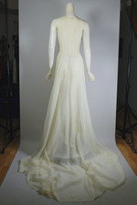 true vintage wedding gown late 1930s sleeveless dress sheer cream ivory organza S M petite