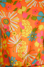 Go-go girl festival style orange floral print cotton 1960s romper scooter dress deadstock S to M