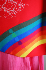 small tote bag purse handbag early 80s red canvas rainbow and hearts design