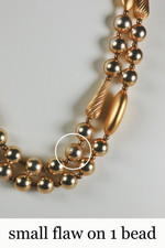 Gold metallic pearls 2-strand beads necklace 1960s vintage
