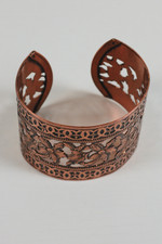 wide 2-inch solid copper cuff bracelet 1950s floral cutout design true vintage
