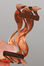 true vintage signed Renoir copper cuff bracelet 1950s wavy leaves modernist design cutouts